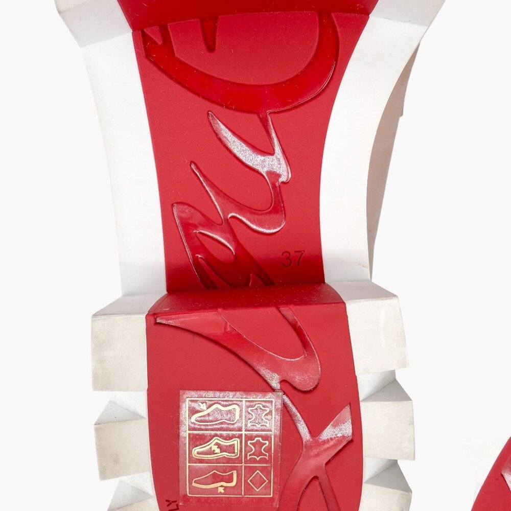 Christian Louboutin CL Moc Lug Leather Loafers Nude Beige Size 37 US 7 Women's - Picture 14 of 15